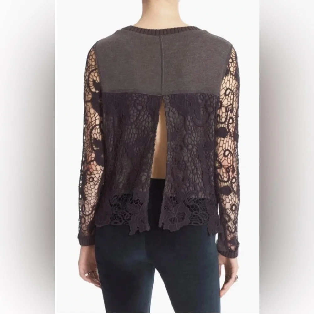 FREE PEOPLE Graphite Combo Crochet Top, Size Small - MSRP $128